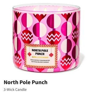 NIB B&BW “North Pole Punch” Scented 3-Wick Candle w Decorative Metal Lid.